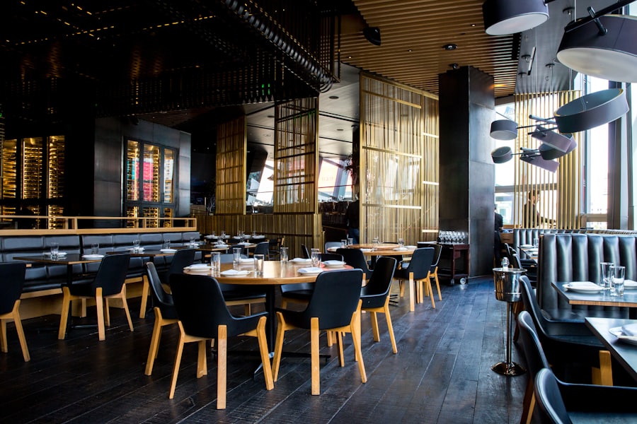 Restaurant dining room set for service in Miami